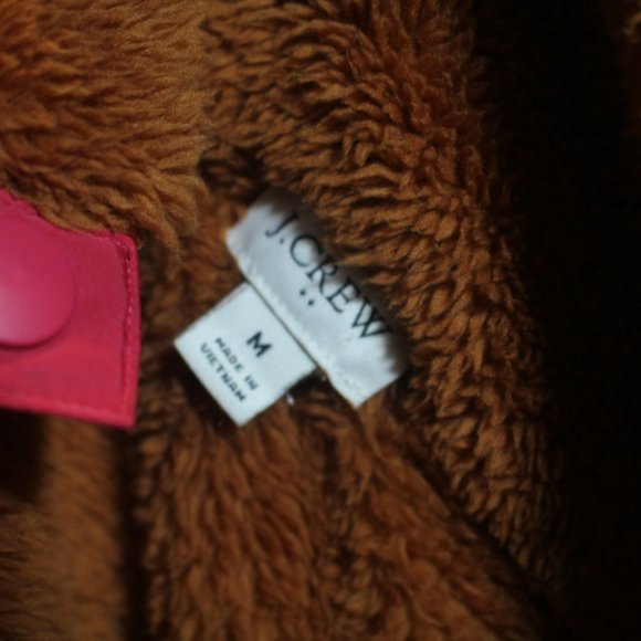 J.Crew TeddyBear Brown & Pink Polartec sherpa fleece half-snap pullover Sweater - Picture 7 of 7